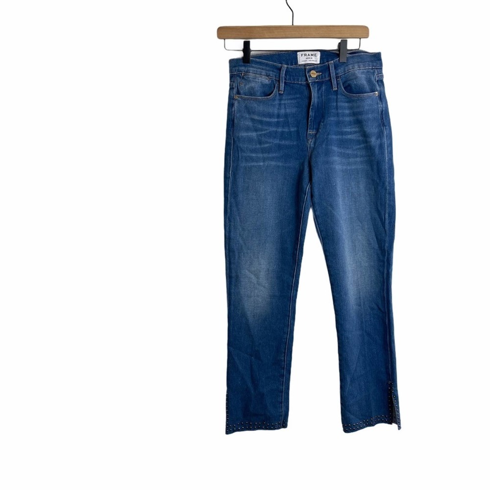 FRAME 👖👖👖Le High Stud Raw Hem Ankle Straight Jeans - Picture 5 of 9